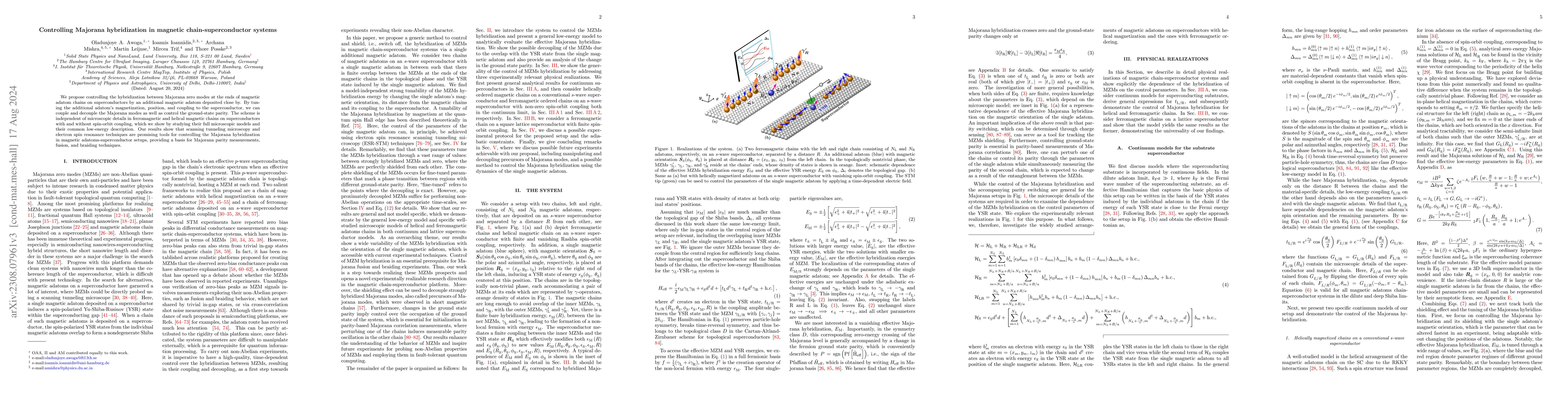 Thumbnail for Controlling Majorana hybridization in magnetic chain-superconductor
  systems
