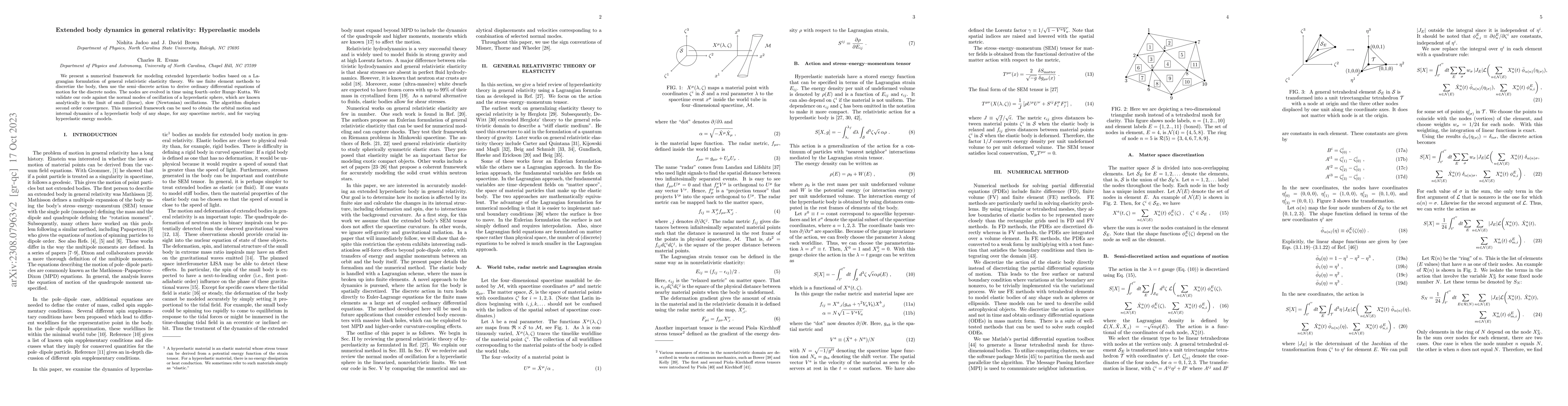 Thumbnail for Extended body dynamics in general relativity: hyperelastic models