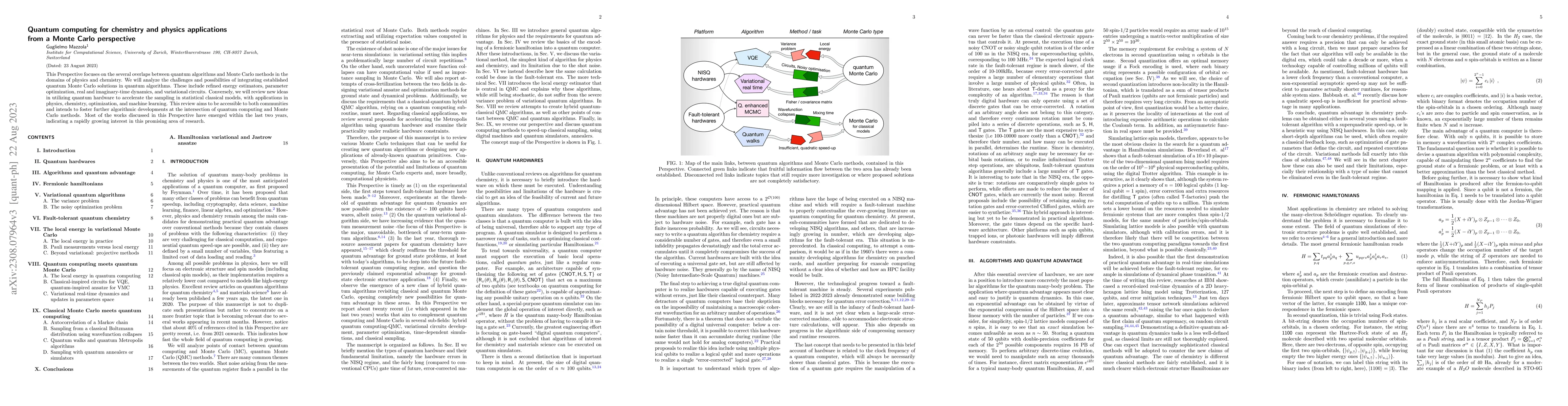 Thumbnail for Quantum computing for chemistry and physics applications from a Monte
  Carlo perspective