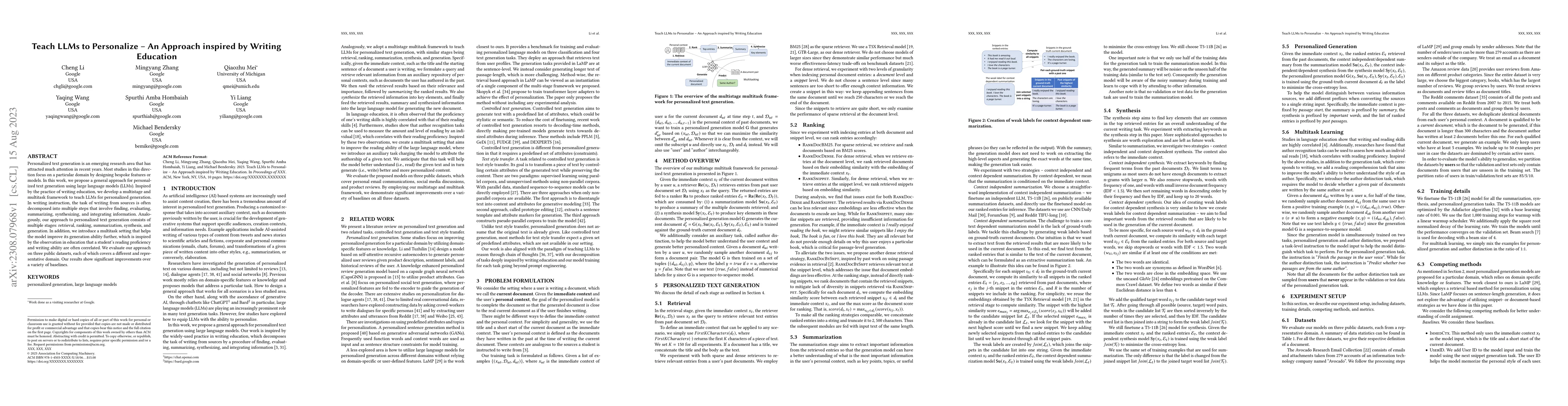 Thumbnail for Teach LLMs to Personalize -- An Approach inspired by Writing Education