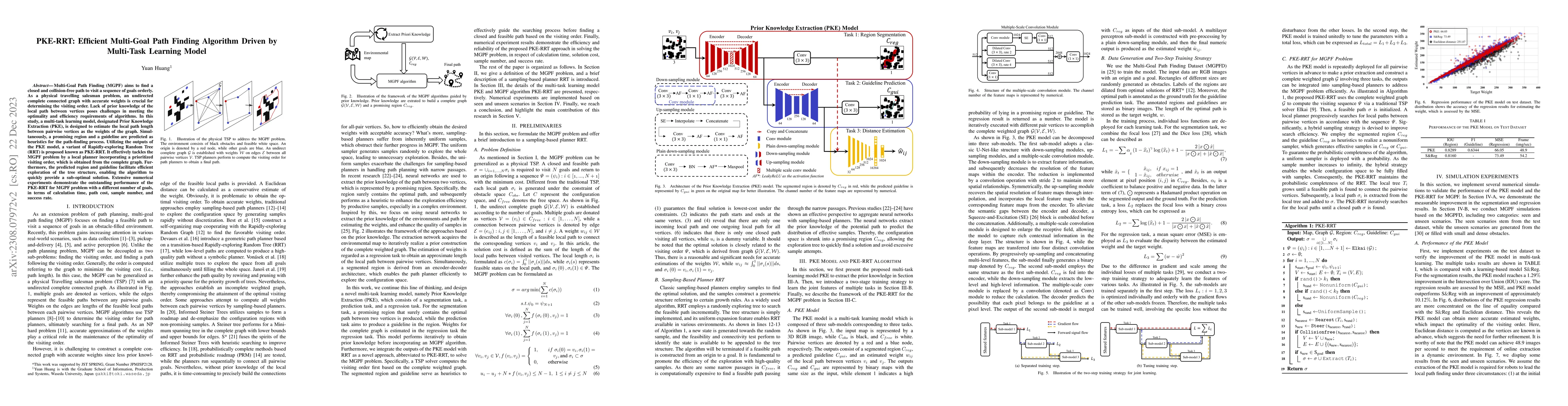 Thumbnail for PKE-RRT: Efficient Multi-Goal Path Finding Algorithm Driven by
  Multi-Task Learning Model