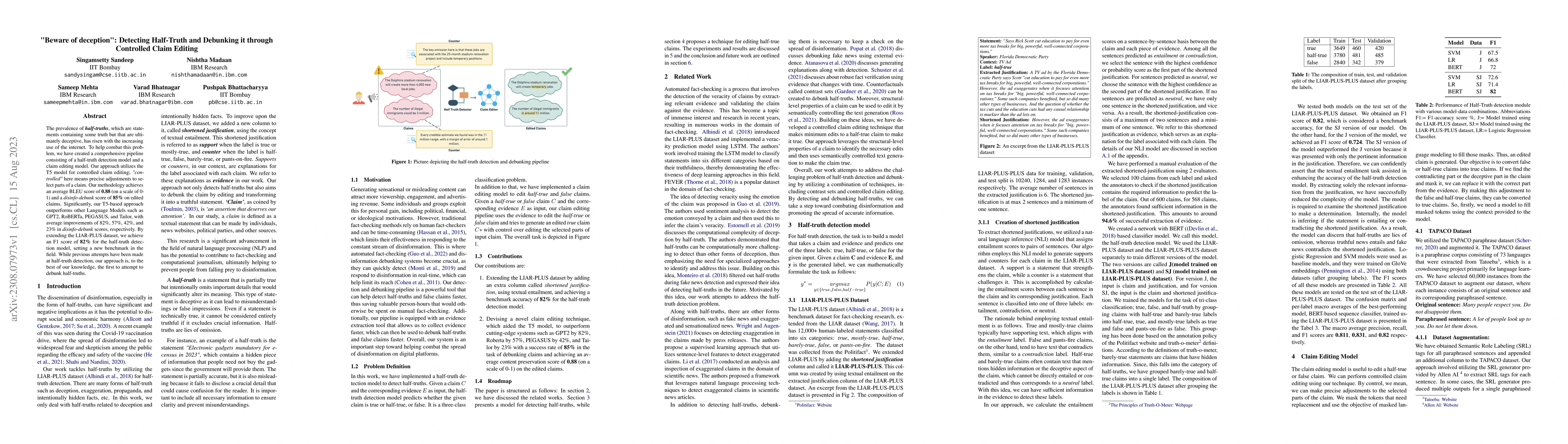 Thumbnail for "Beware of deception": Detecting Half-Truth and Debunking it through
  Controlled Claim Editing