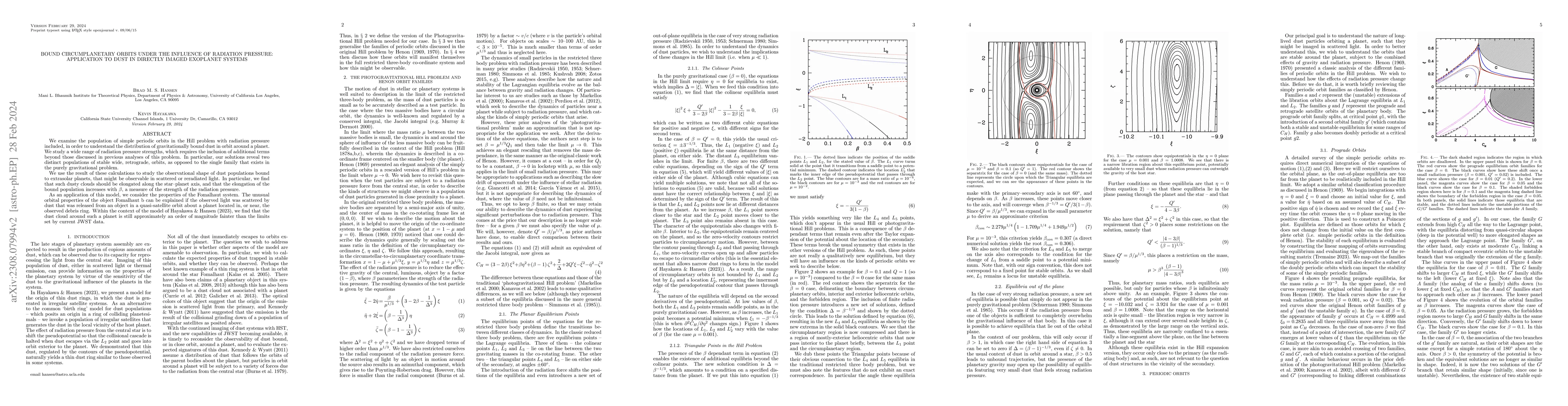 Thumbnail for Bound circumplanetary orbits under the influence of radiation pressure:
  Application to dust in directly imaged exoplanet systems