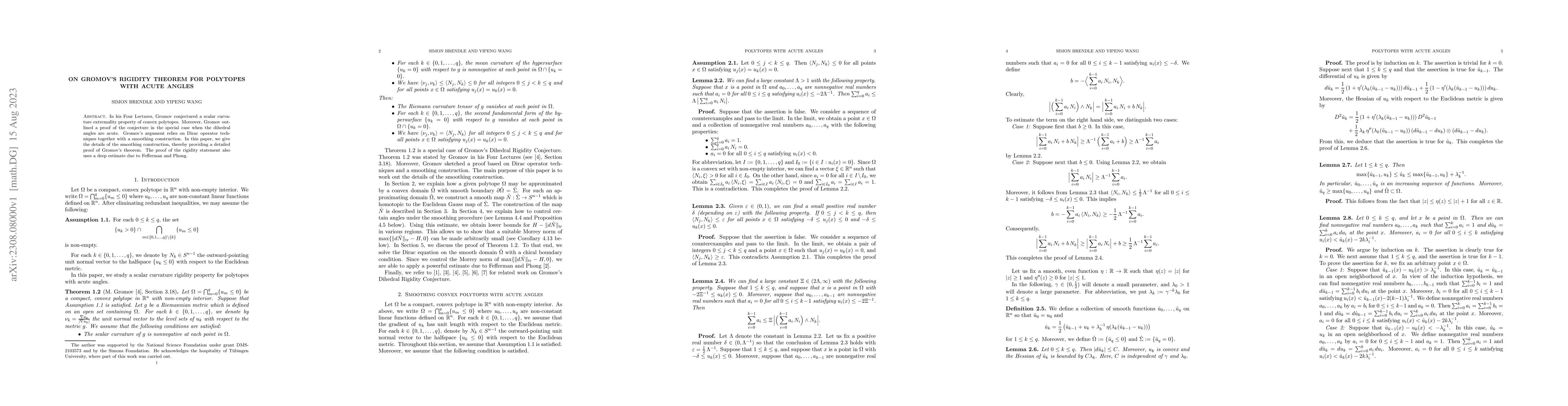 Thumbnail for On Gromov's rigidity theorem for polytopes with acute angles