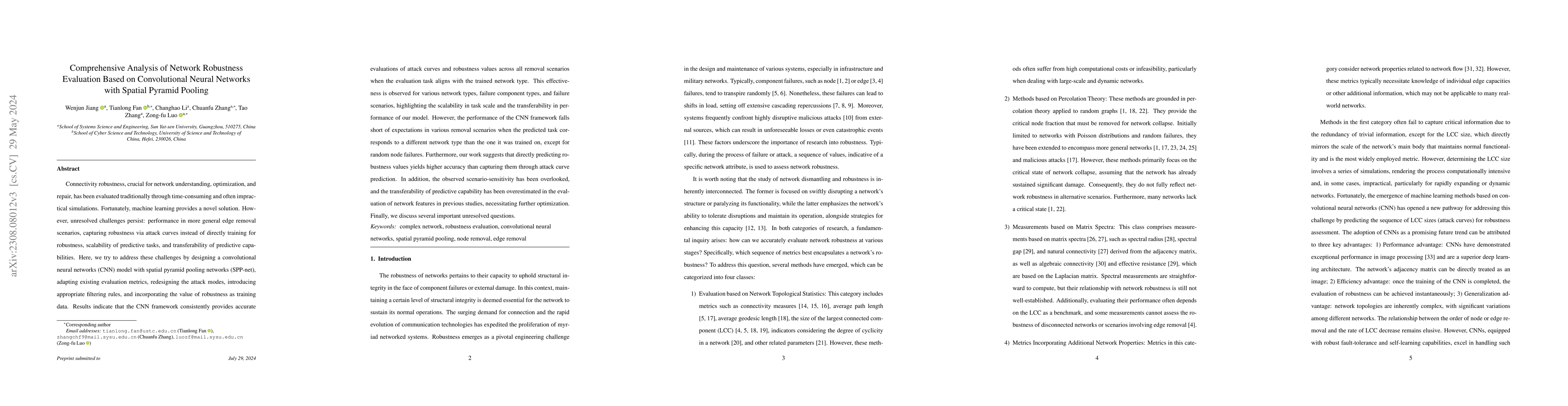 Thumbnail for Comprehensive Analysis of Network Robustness Evaluation Based on
  Convolutional Neural Networks with Spatial Pyramid Pooling