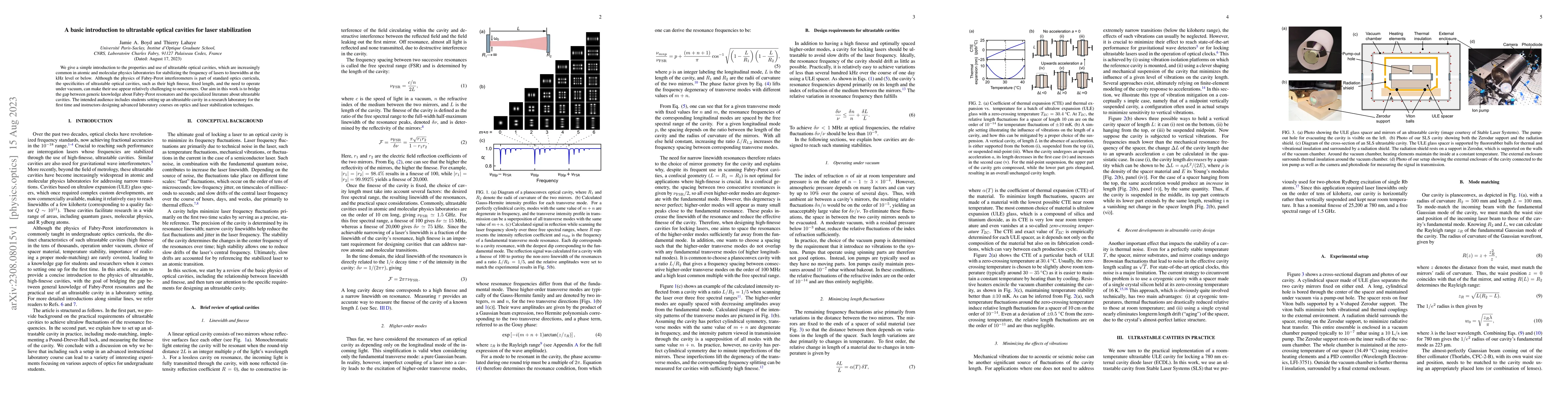 Thumbnail for A basic introduction to ultrastable optical cavities for laser
  stabilization