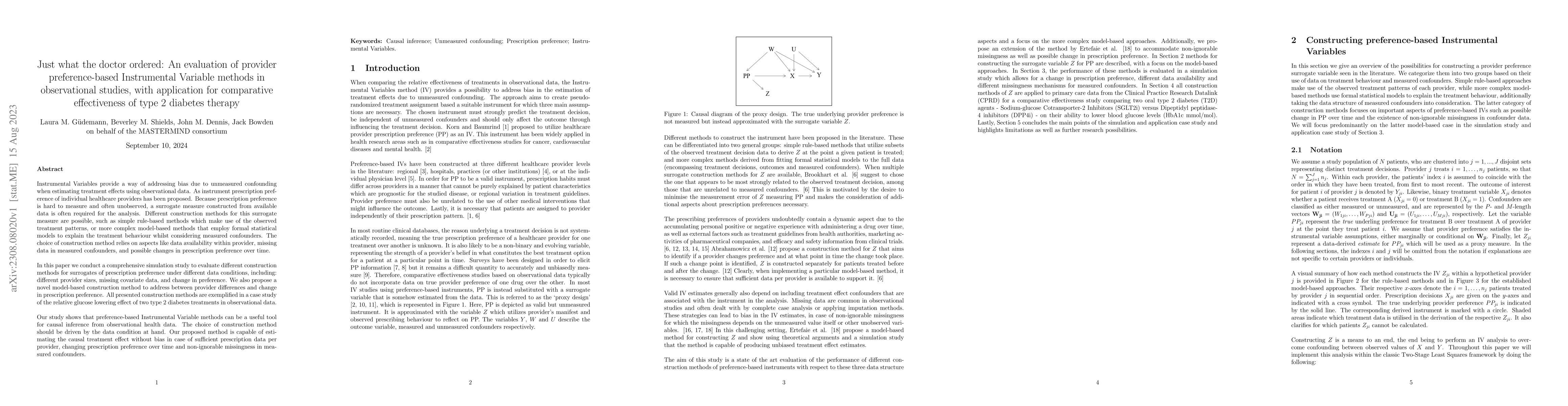 Thumbnail for Just what the doctor ordered: An evaluation of provider preference-based
  Instrumental Variable methods in observational studies, with application for
  comparative effectiveness of type 2 diabetes therapy