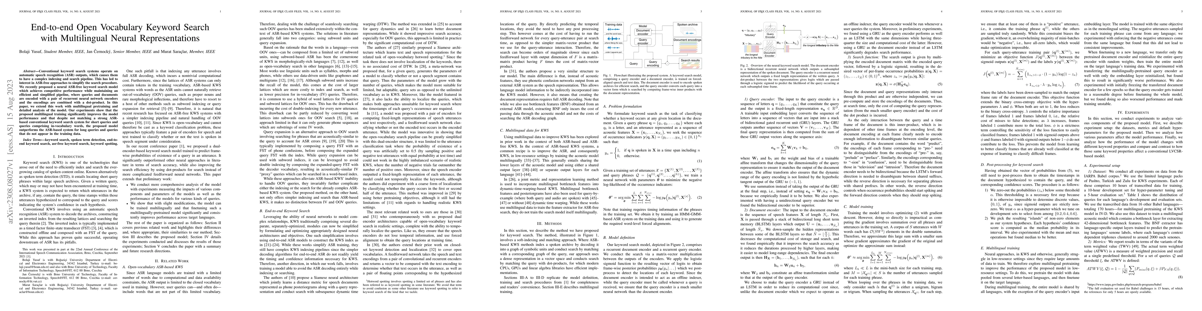 Thumbnail for End-to-End Open Vocabulary Keyword Search With Multilingual Neural
  Representations