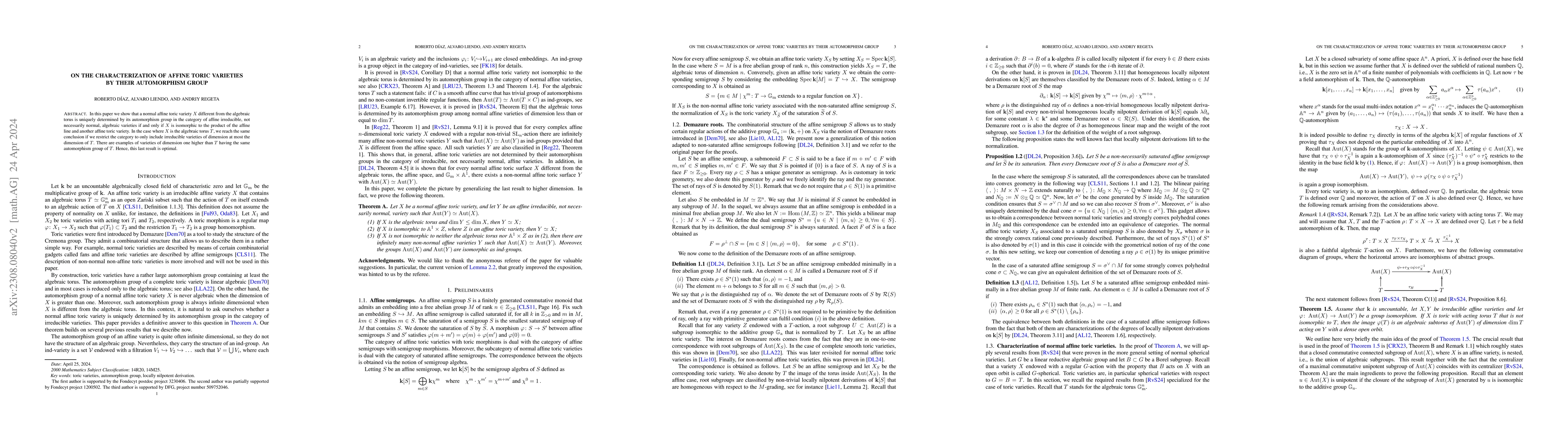 Thumbnail for On the characterization of affine toric varieties by their automorphism
  group