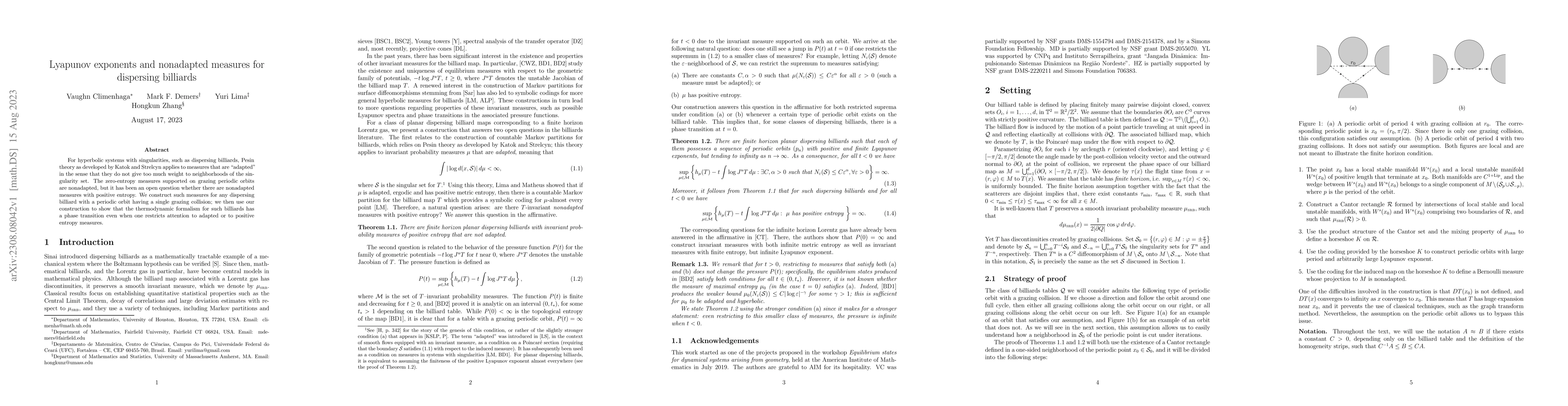 Thumbnail for Lyapunov exponents and nonadapted measures for dispersing billiards