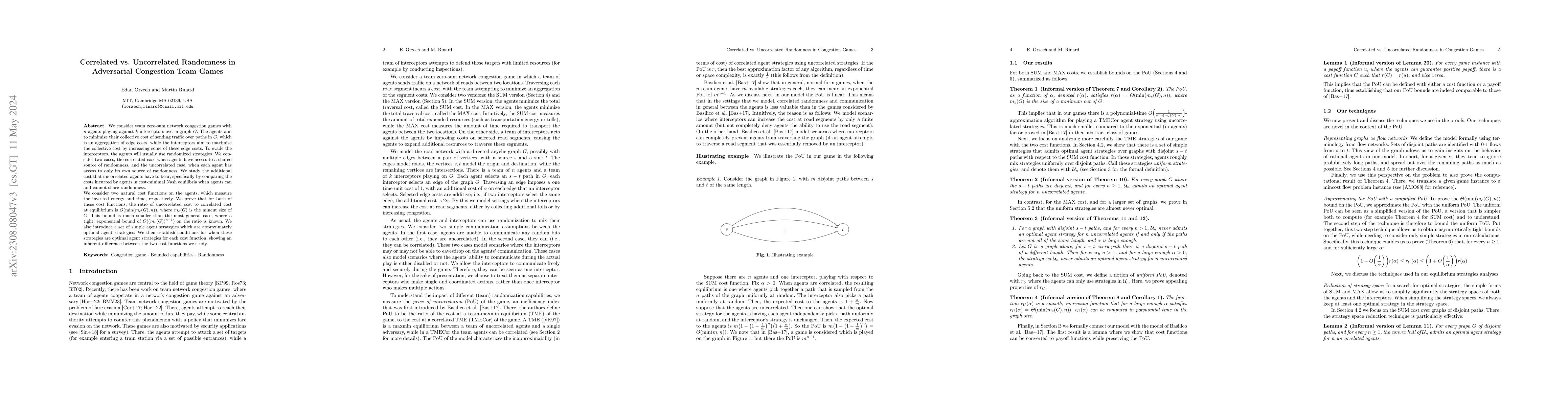Thumbnail for Correlated vs. Uncorrelated Randomness in Adversarial Congestion Team
  Games