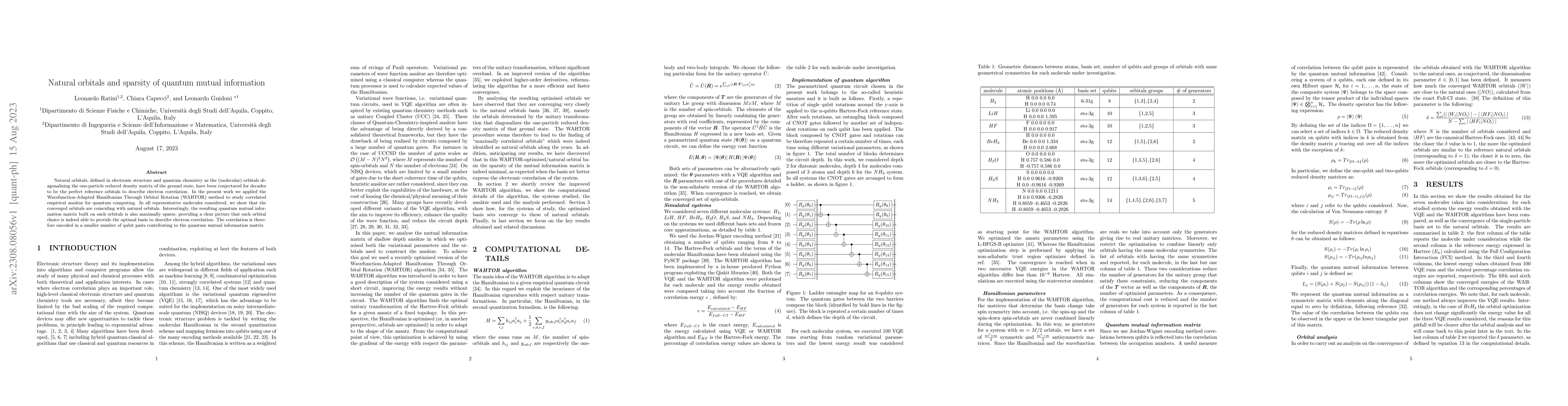 Thumbnail for Natural orbitals and sparsity of quantum mutual information