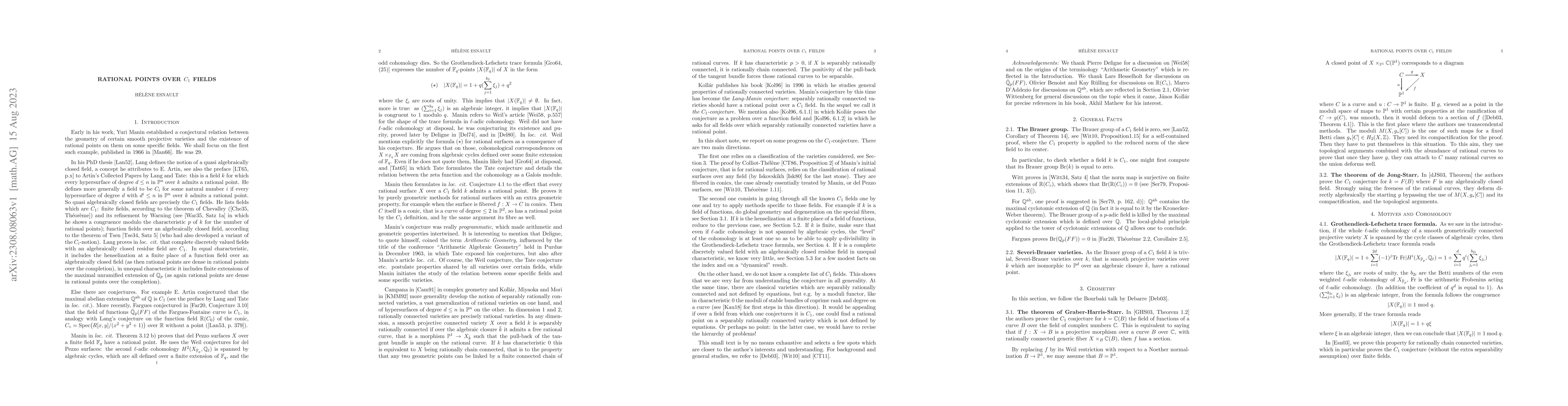 Thumbnail for Rational points over C1 fields