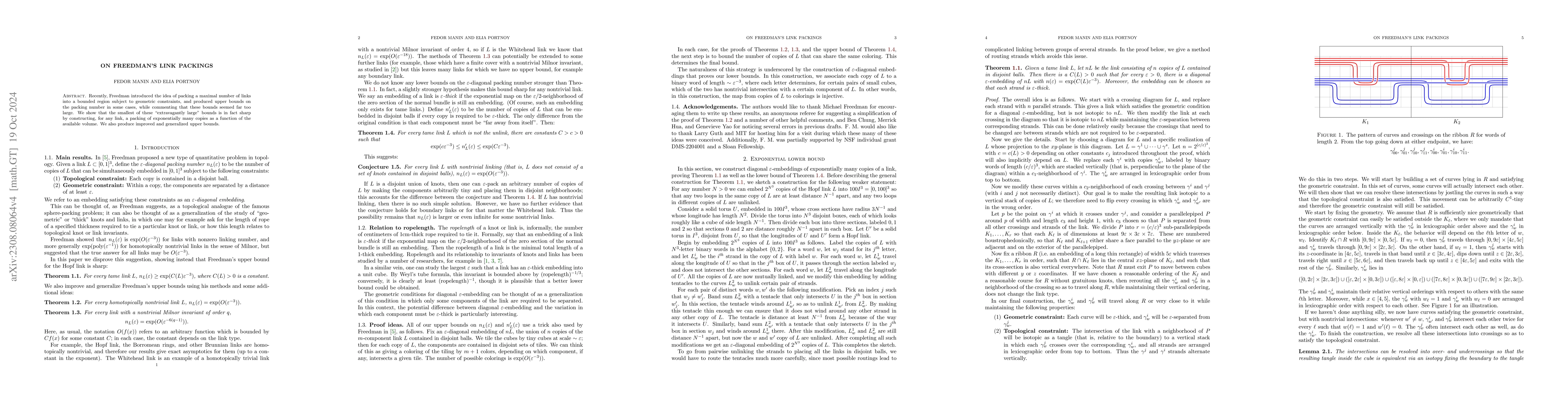 Thumbnail for On Freedman's link packings