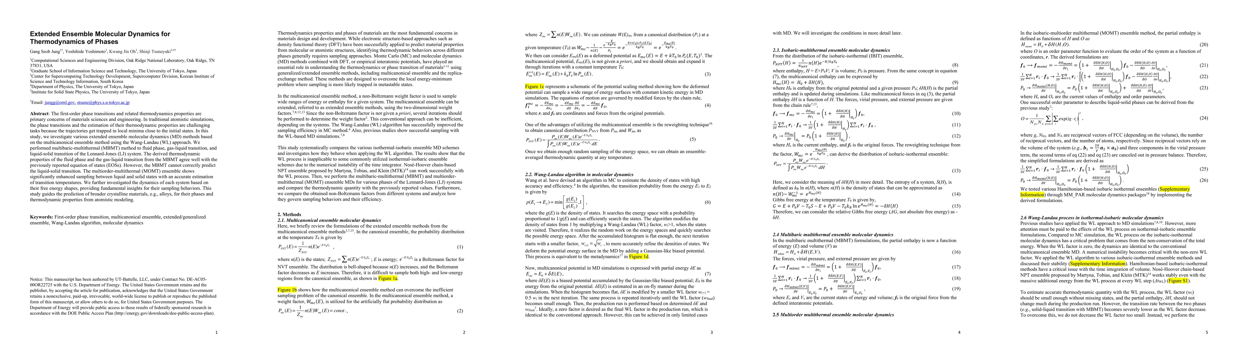 Thumbnail for Extended Ensemble Molecular Dynamics for Thermodynamics of Phases