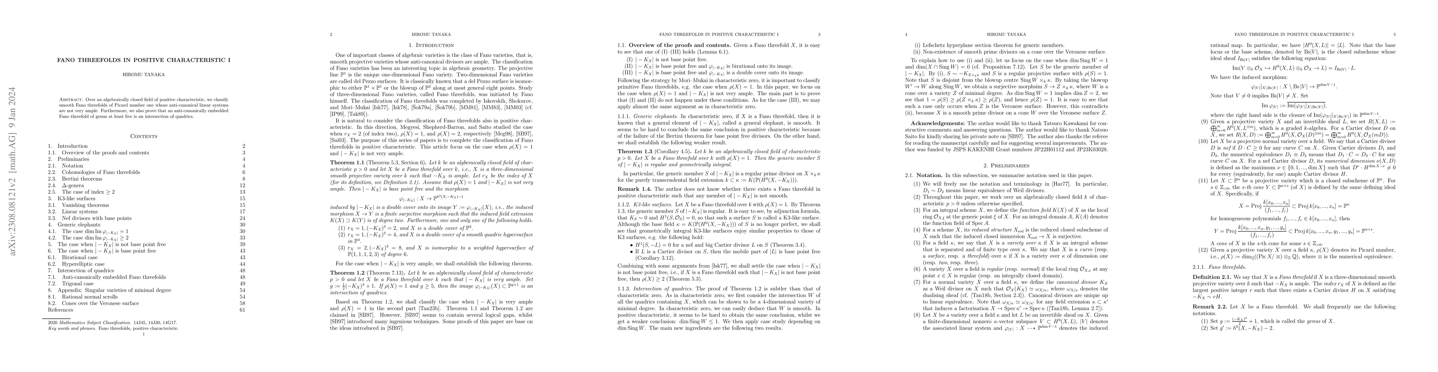 Thumbnail for Fano threefolds in positive characteristic I