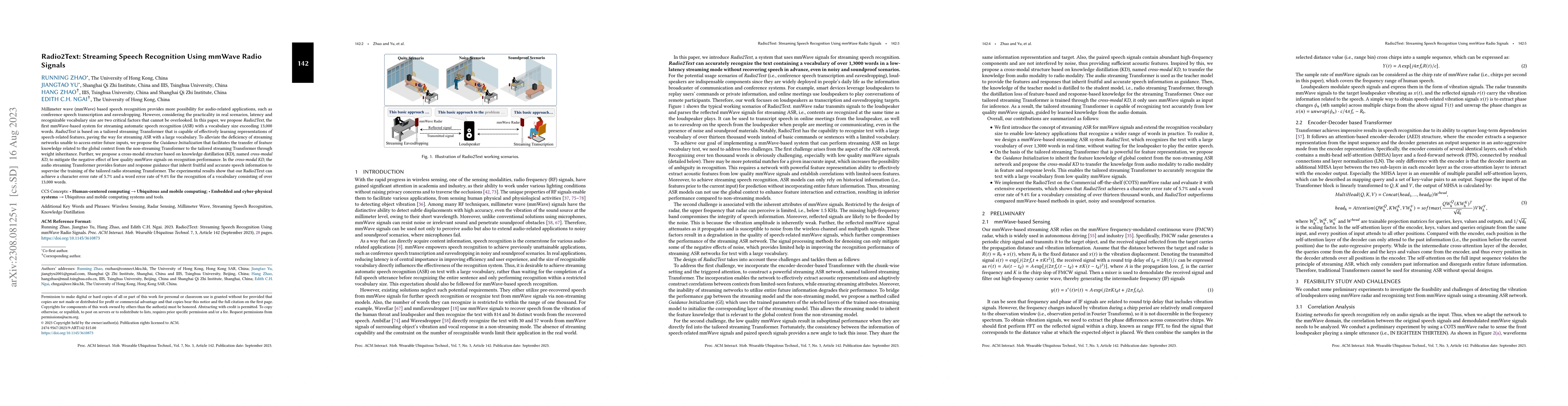 Thumbnail for Radio2Text: Streaming Speech Recognition Using mmWave Radio Signals