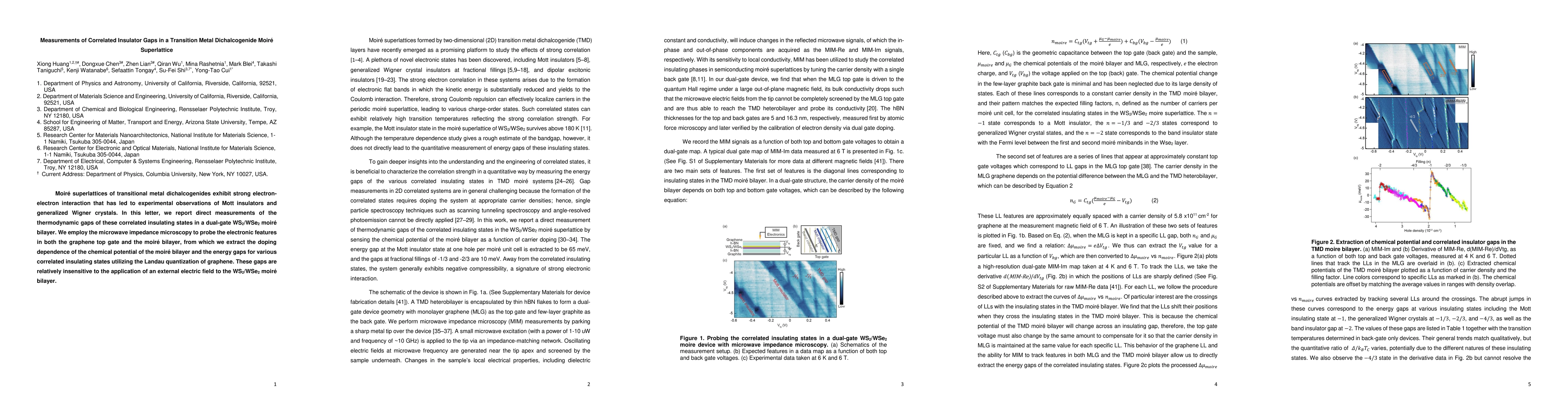 Thumbnail for Measurements of Correlated Insulator Gaps in a Transition Metal
  Dichalcogenide Moir\'e Superlattice