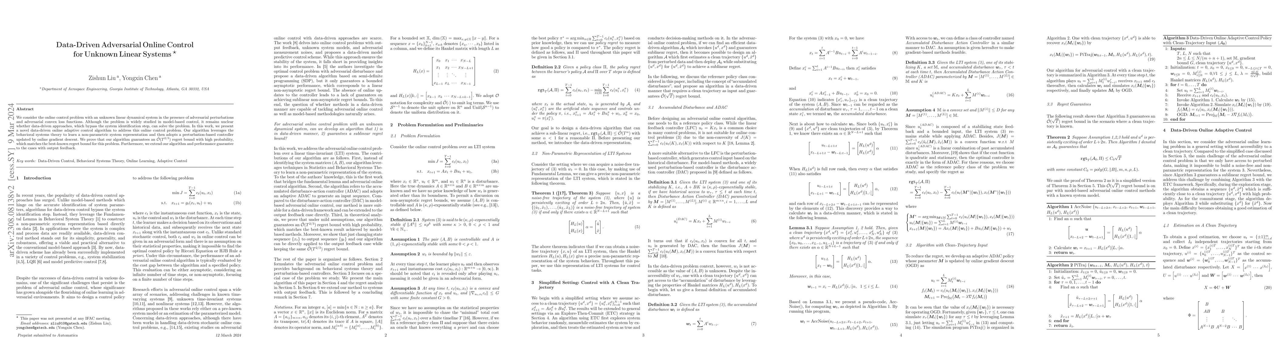 Thumbnail for Data-Driven Adversarial Online Control for Unknown Linear Systems