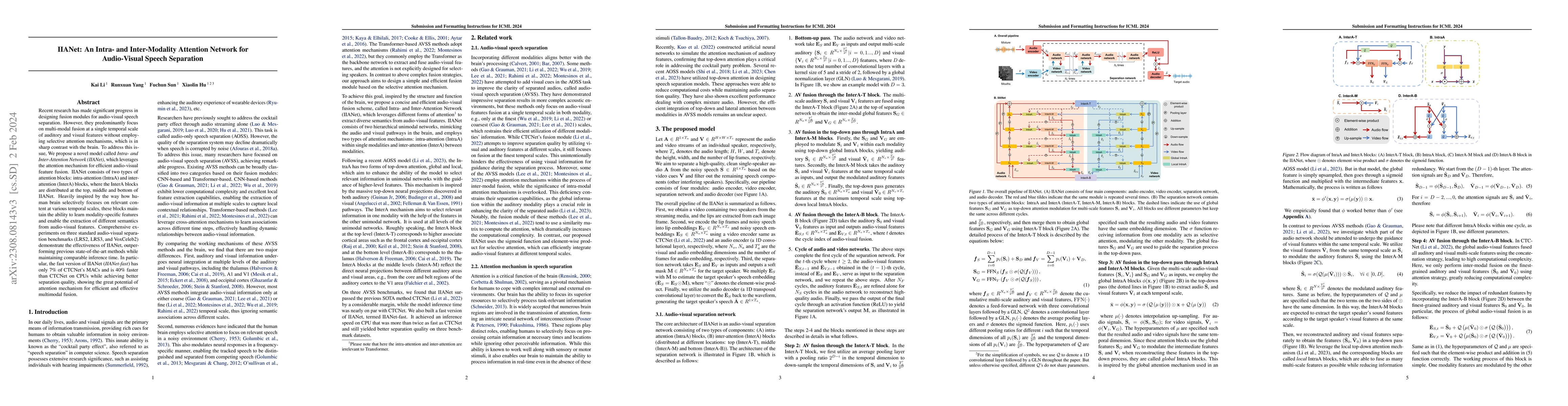 Thumbnail for IIANet: An Intra- and Inter-Modality Attention Network for Audio-Visual
  Speech Separation