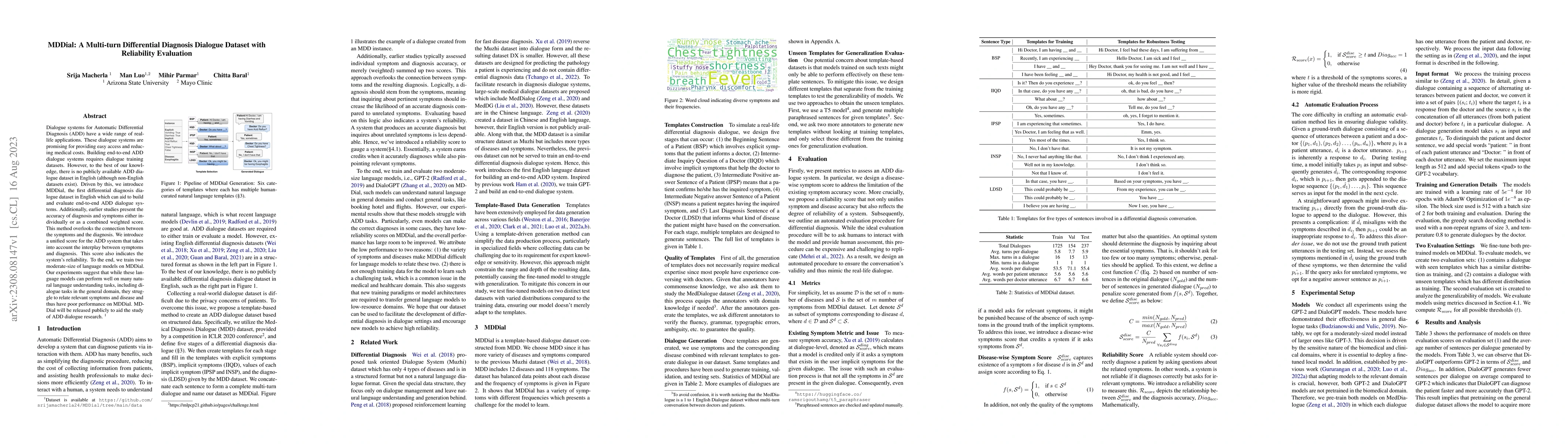 Thumbnail for MDDial: A Multi-turn Differential Diagnosis Dialogue Dataset with
  Reliability Evaluation