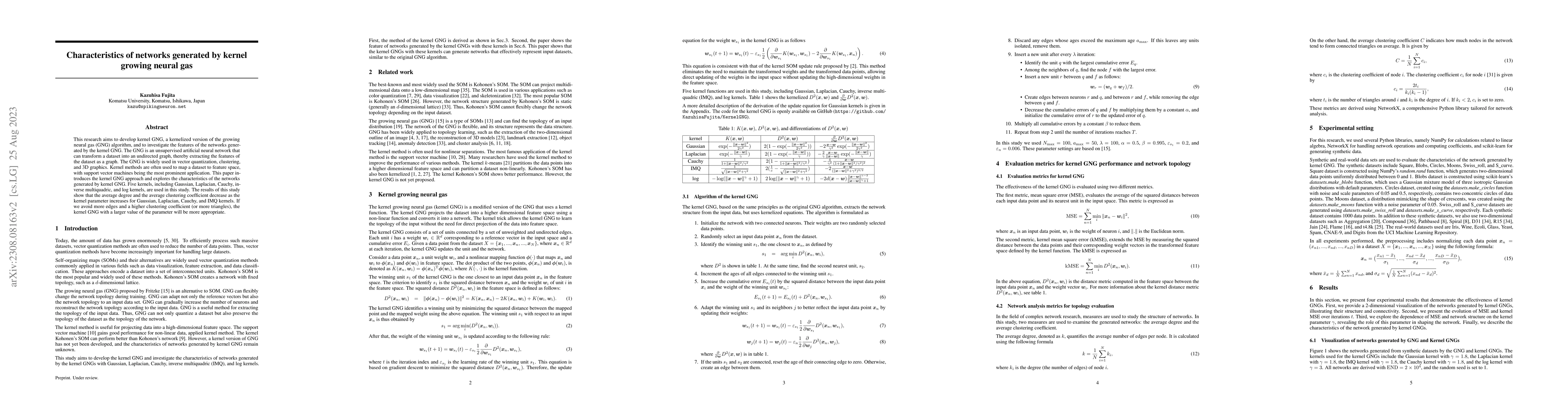 Thumbnail for Characteristics of networks generated by kernel growing neural gas