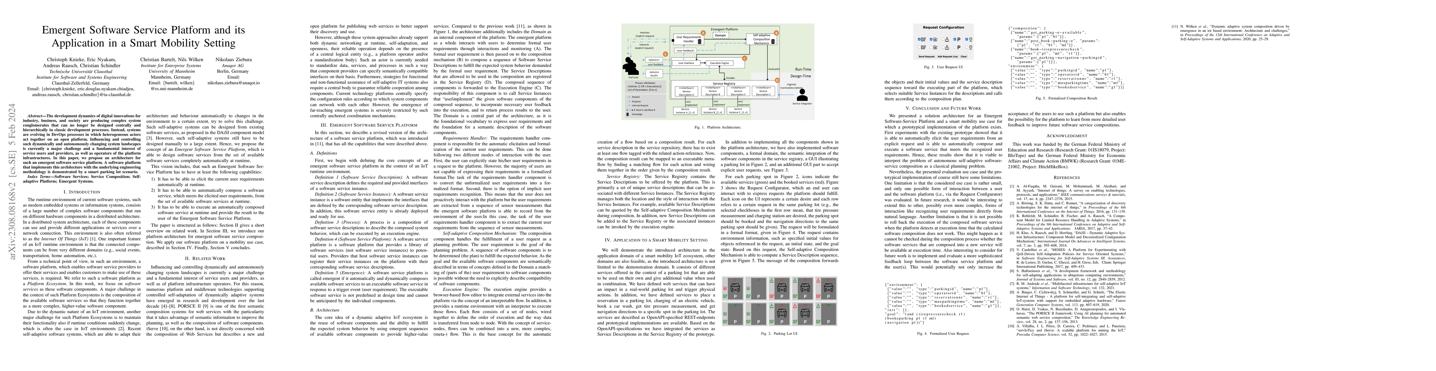 Thumbnail for Emergent Software Service Platform and its Application in a Smart
  Mobility Setting