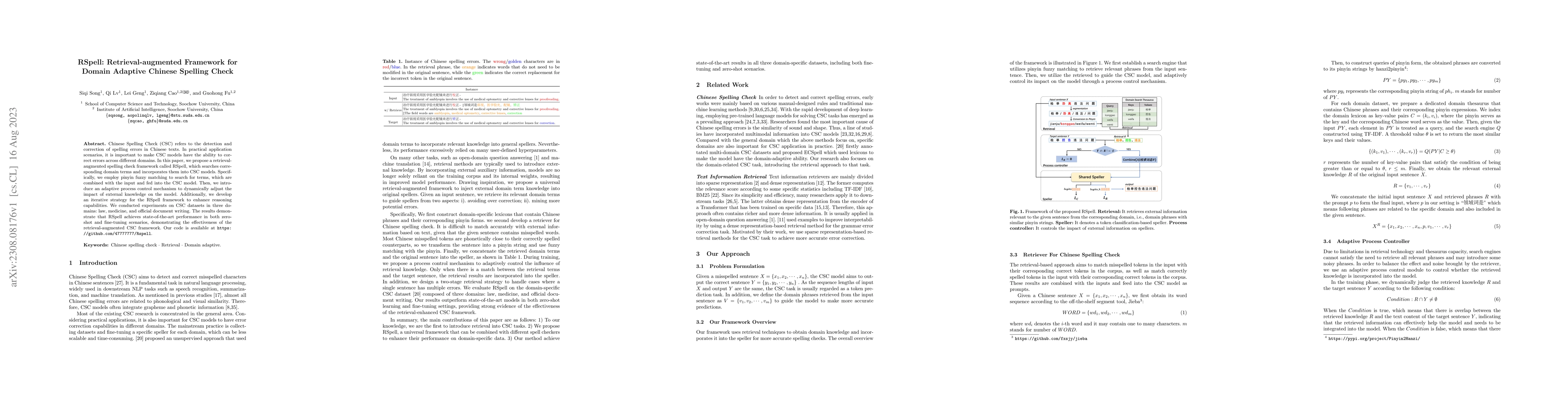 Thumbnail for RSpell: Retrieval-augmented Framework for Domain Adaptive Chinese
  Spelling Check