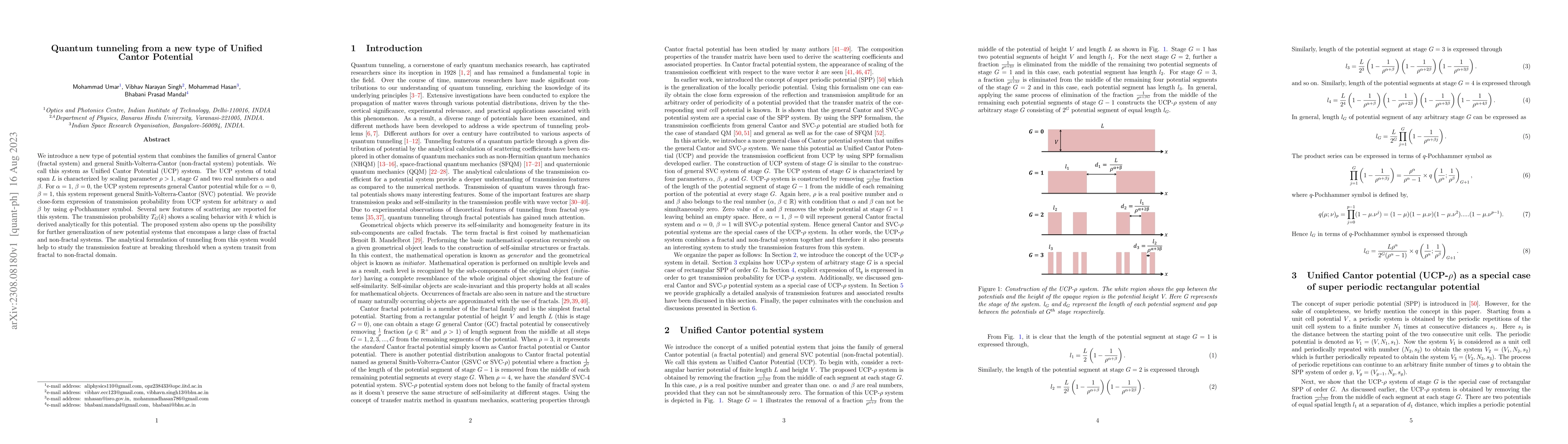 Thumbnail for Quantum tunneling from a new type of Unified Cantor Potential