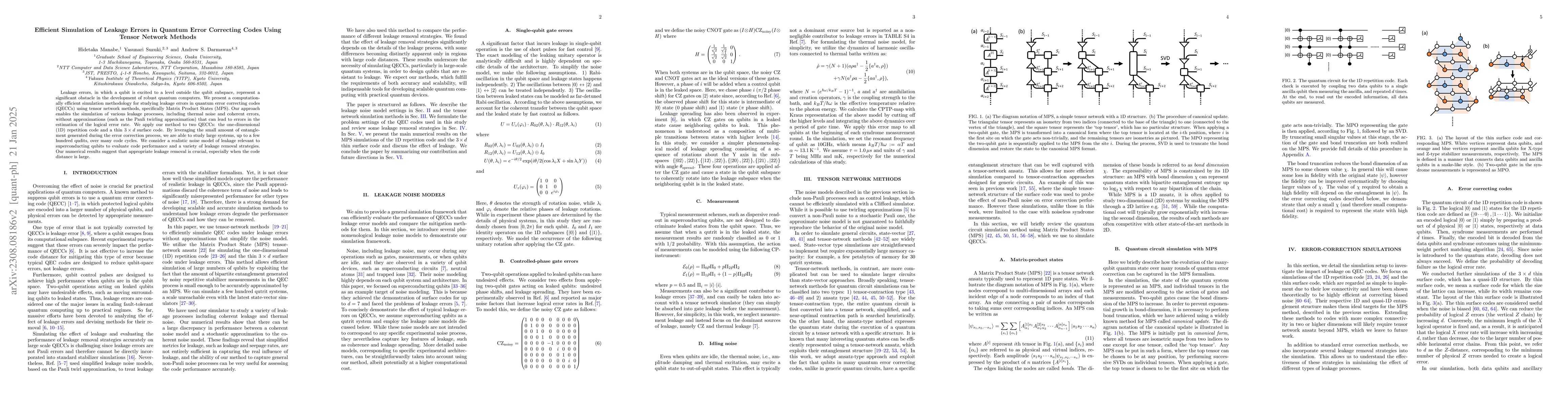 Thumbnail for Efficient Simulation of Leakage Errors in Quantum Error Correcting Codes
  Using Tensor Network Methods