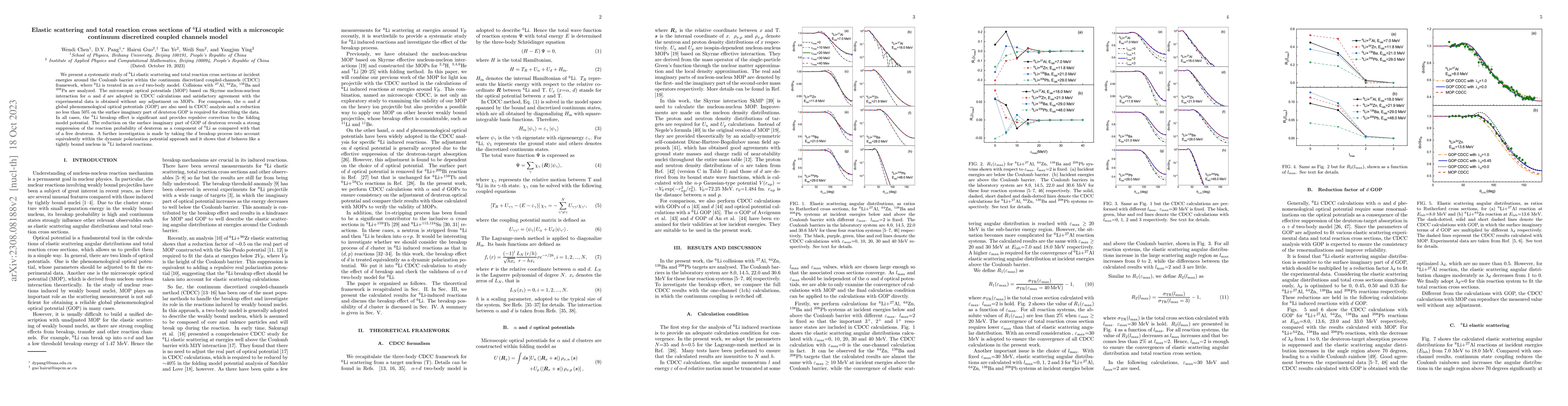 Thumbnail for Elastic scattering and total reaction cross sections of $^{6}$Li studied
  with a microscopic continuum discretized coupled channels model