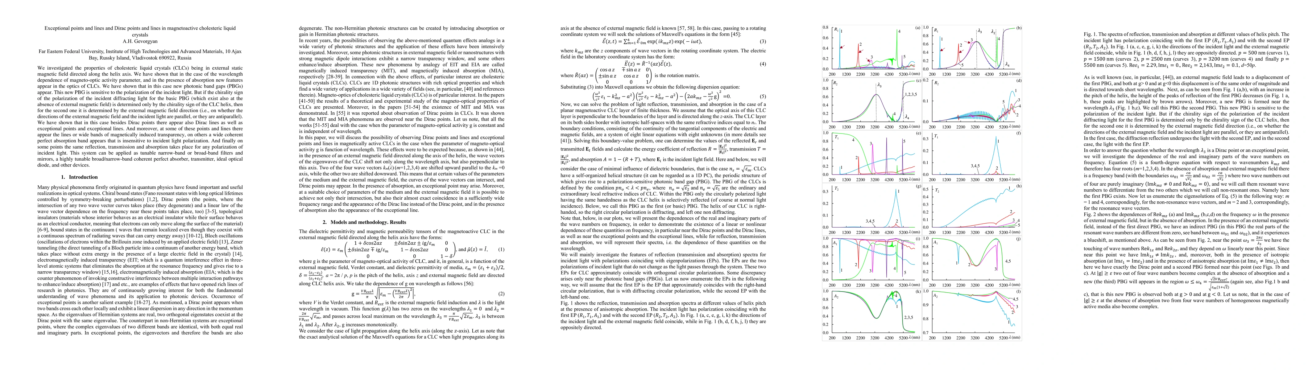 Thumbnail for Exceptional points and lines and Dirac points and lines in magnetoactive
  cholesteric liquid crystals