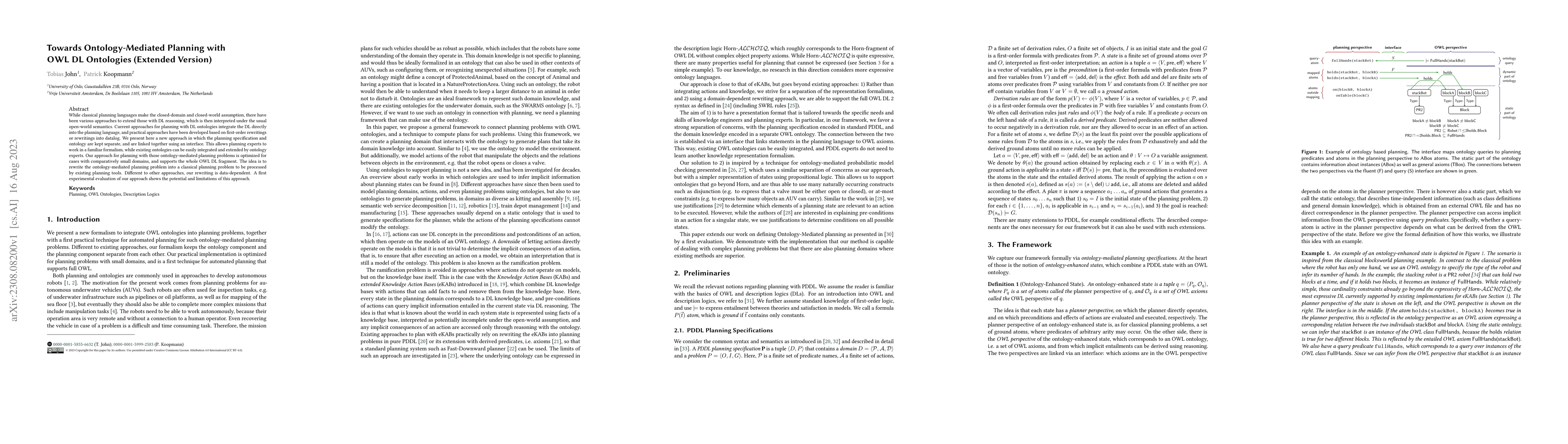 Thumbnail for Towards Ontology-Mediated Planning with OWL DL Ontologies (Extended
  Version)