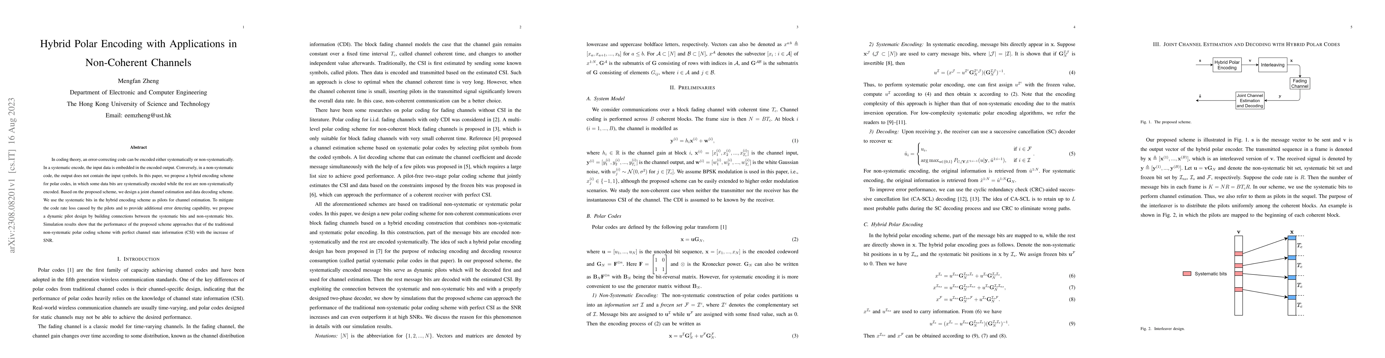 Thumbnail for Hybrid Polar Encoding with Applications in Non-Coherent Channels