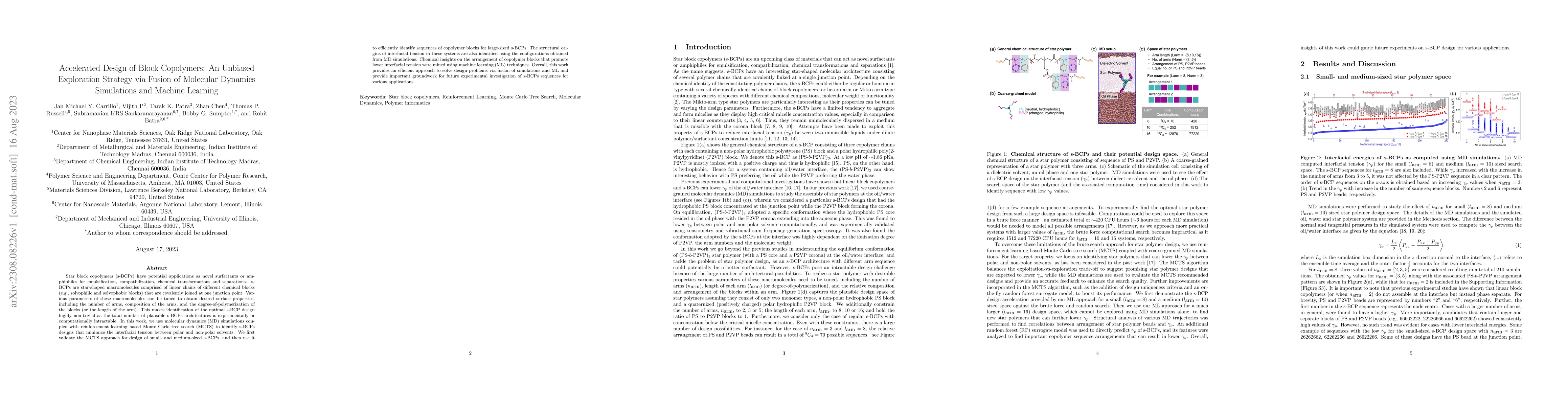 Thumbnail for Accelerated Design of Block Copolymers: An Unbiased Exploration Strategy
  via Fusion of Molecular Dynamics Simulations and Machine Learning