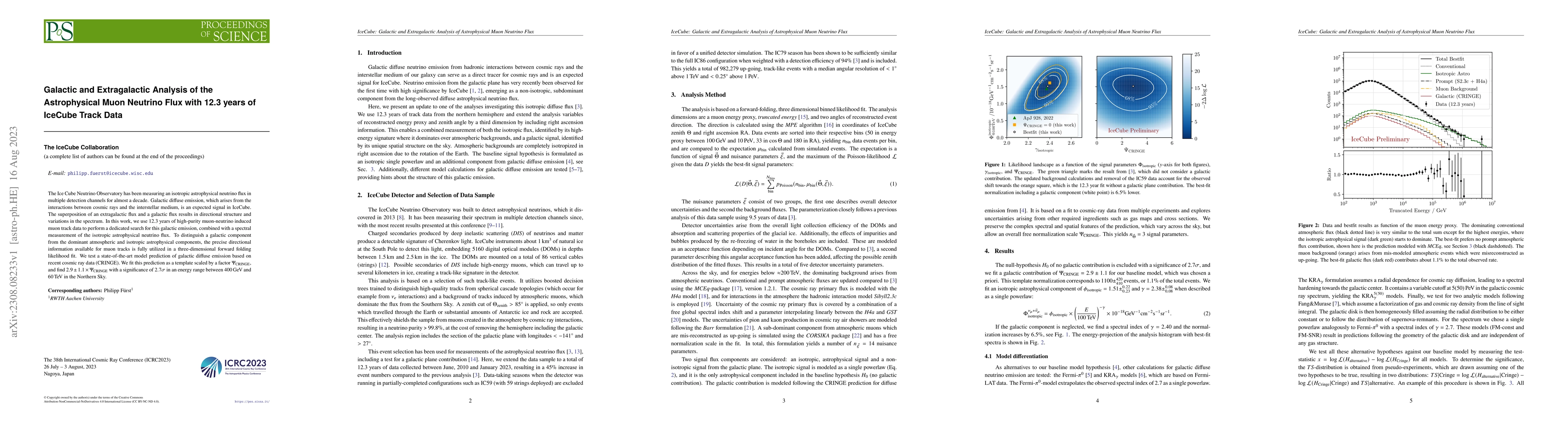 Thumbnail for Galactic and Extragalactic Analysis of the Astrophysical Muon Neutrino
  Flux with 12.3 years of IceCube Track Data