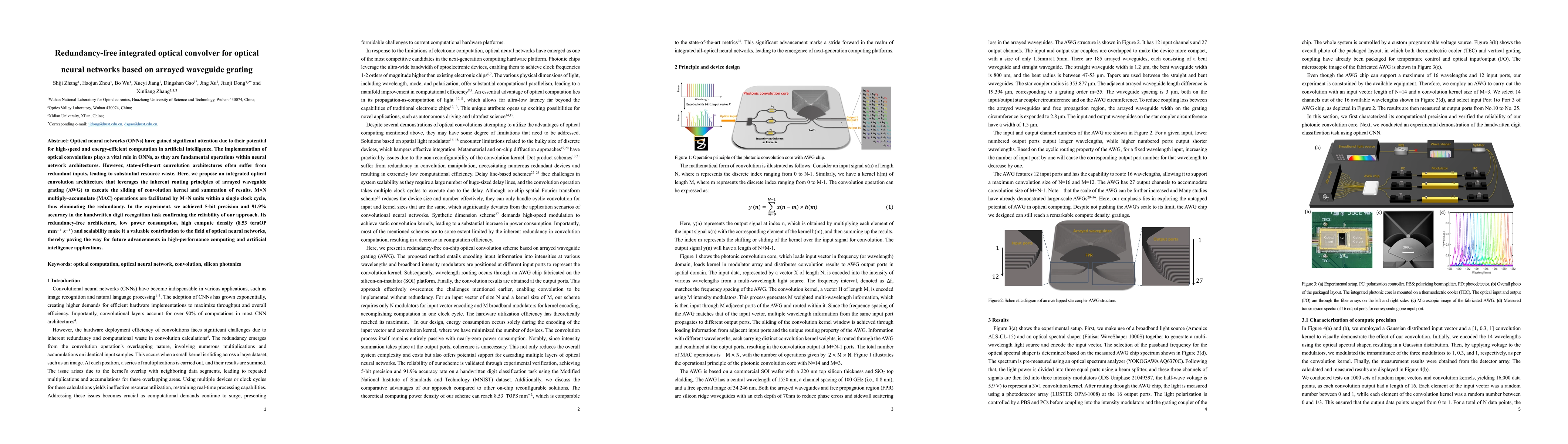 Thumbnail for Redundancy-free integrated optical convolver for optical neural networks
  based on arrayed waveguide grating