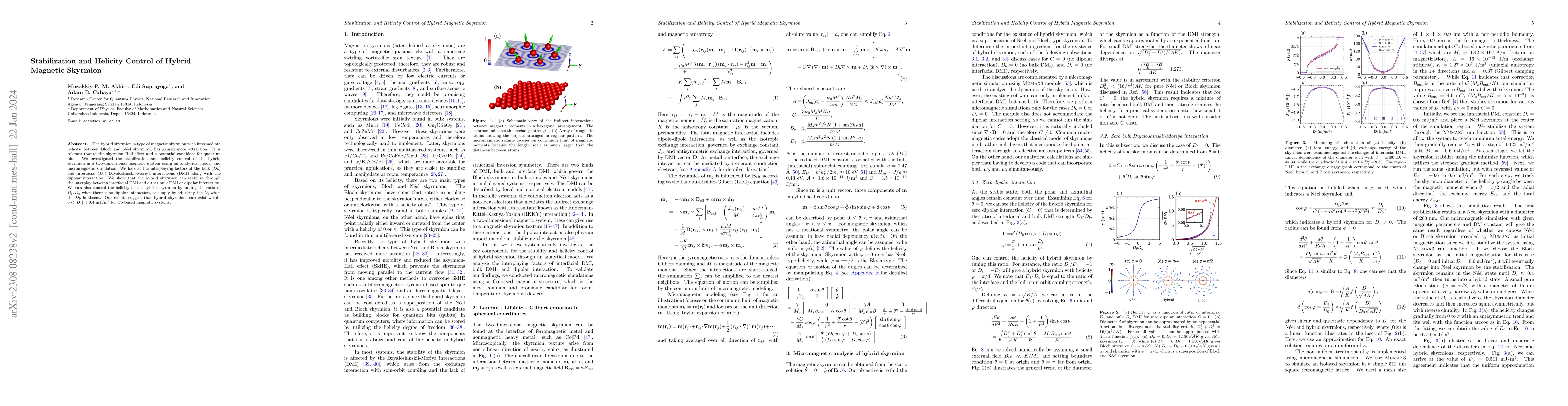 Thumbnail for Stabilization and helicity control of hybrid magnetic skyrmion