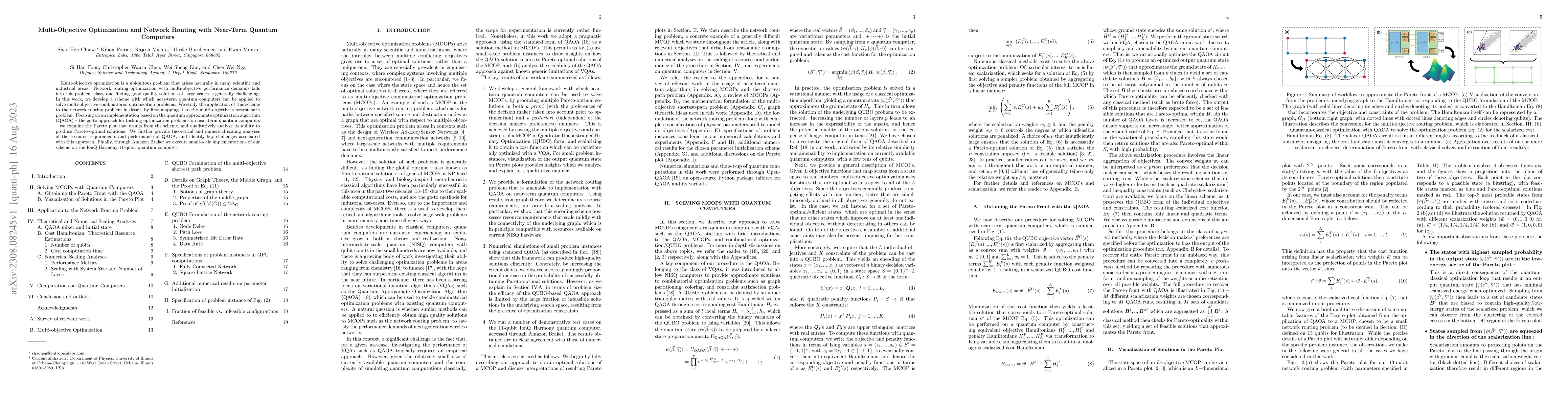 Thumbnail for Multi-Objective Optimization and Network Routing with Near-Term Quantum
  Computers