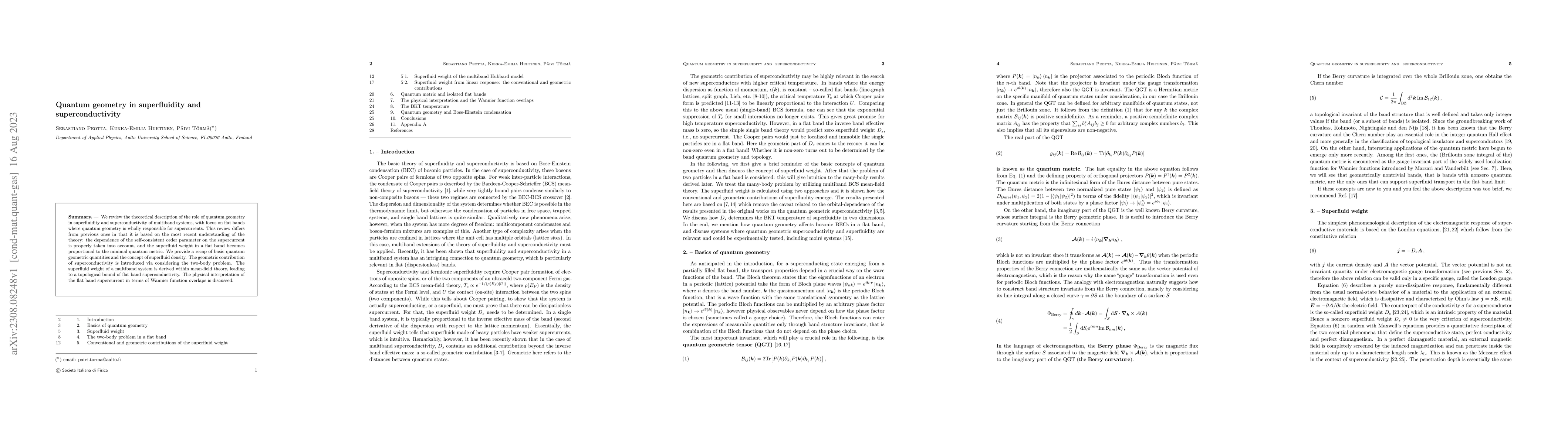 Thumbnail for Quantum geometry in superfluidity and superconductivity