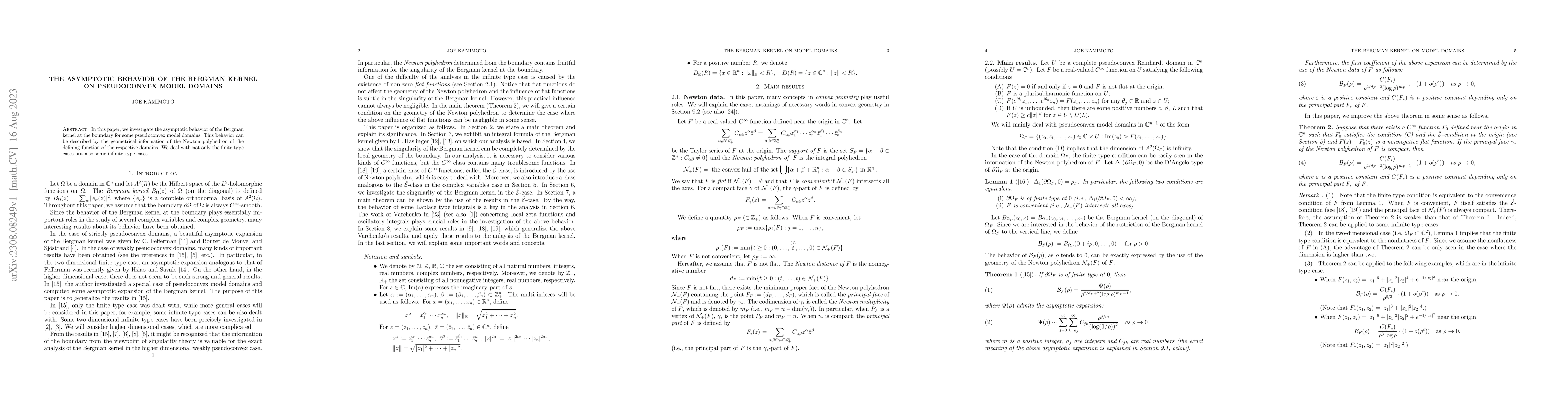 Thumbnail for The asymptotic behavior of the Bergman kernel on pseudoconvex model
  domains