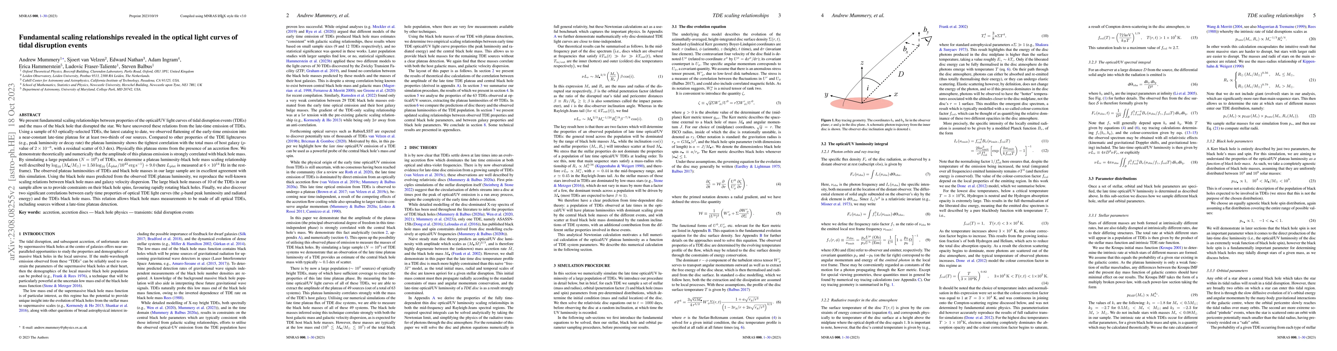 Thumbnail for Fundamental scaling relationships revealed in the optical light curves
  of tidal disruption events
