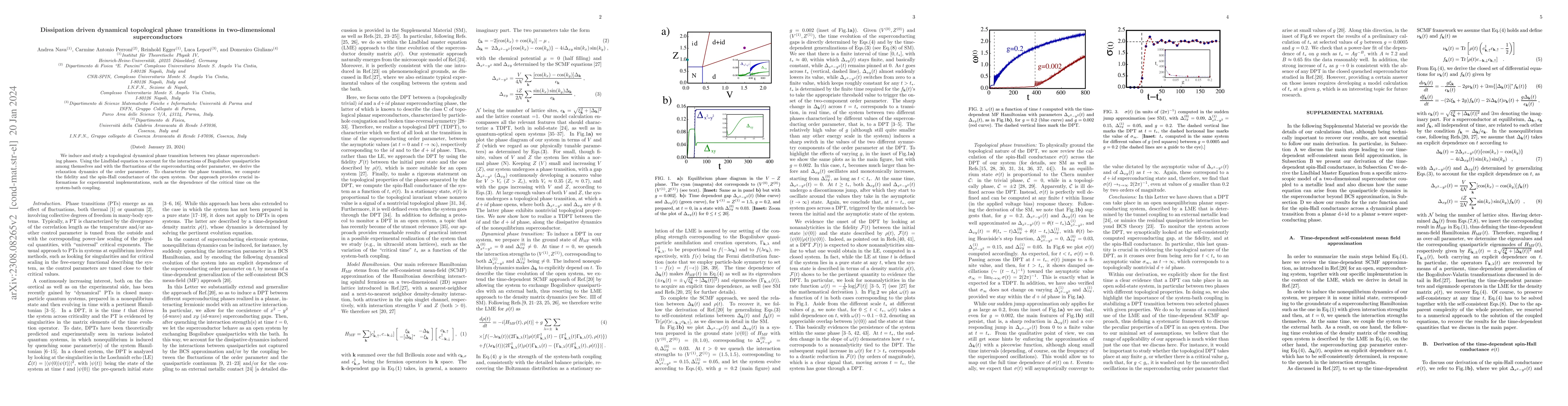 Thumbnail for Dissipation driven dynamical topological phase transitions in
  two-dimensional superconductors