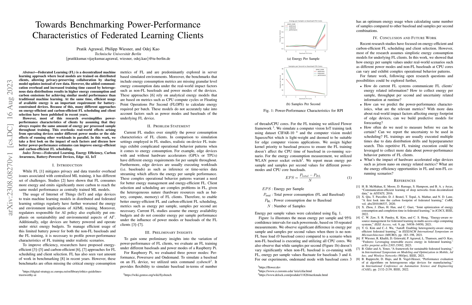 Thumbnail for Towards Benchmarking Power-Performance Characteristics of Federated
  Learning Clients