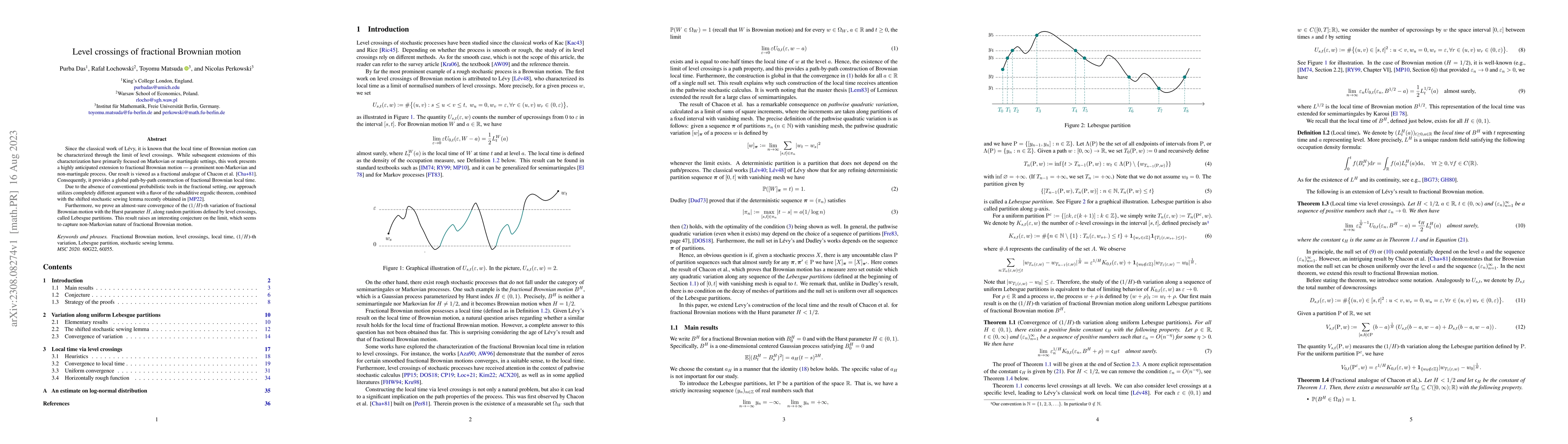 Thumbnail for Level crossings of fractional Brownian motion
