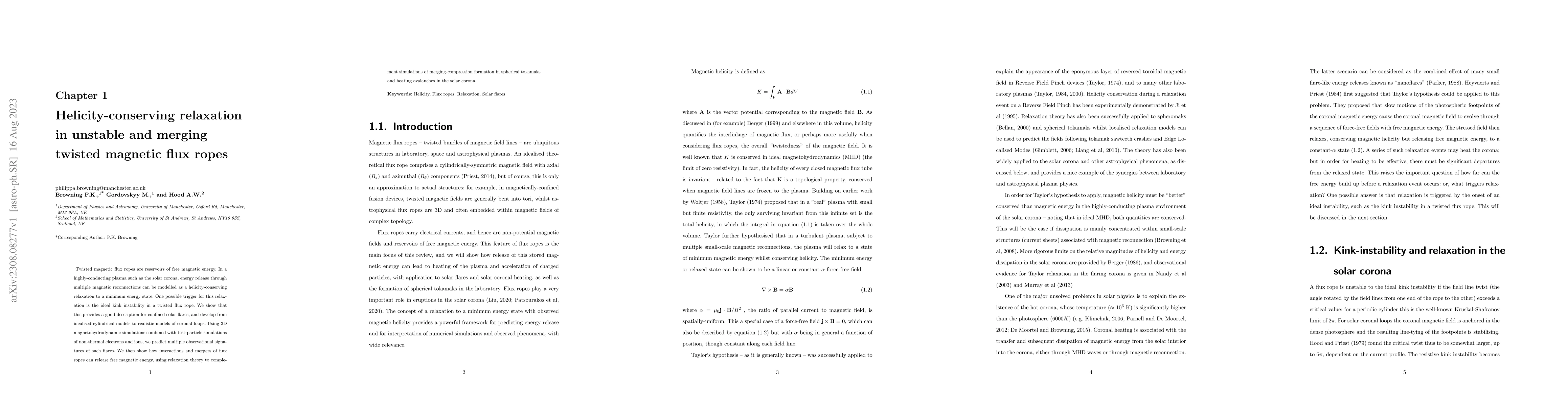 Thumbnail for Helicity-conserving relaxation in unstable and merging magnetic flux
  ropes