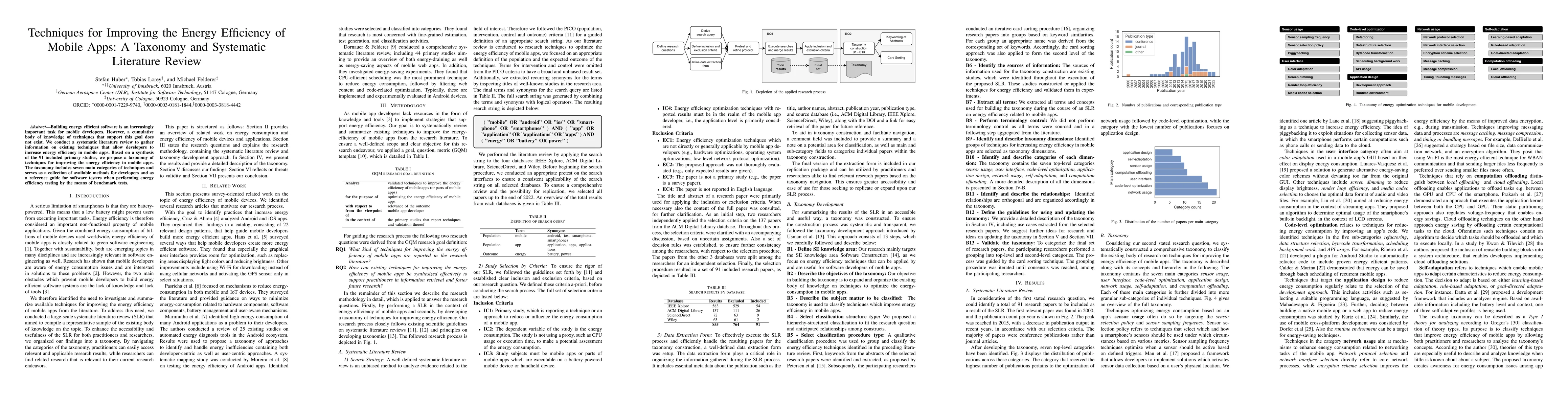 Thumbnail for Techniques for Improving the Energy Efficiency of Mobile Apps: A
  Taxonomy and Systematic Literature Review