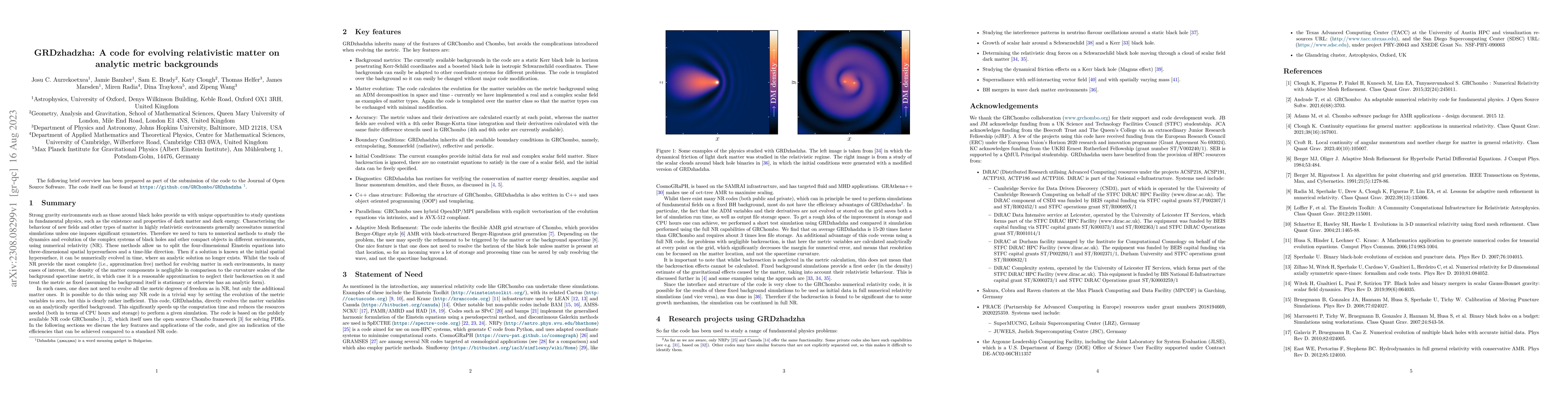Thumbnail for GRDzhadzha: A code for evolving relativistic matter on analytic metric
  backgrounds