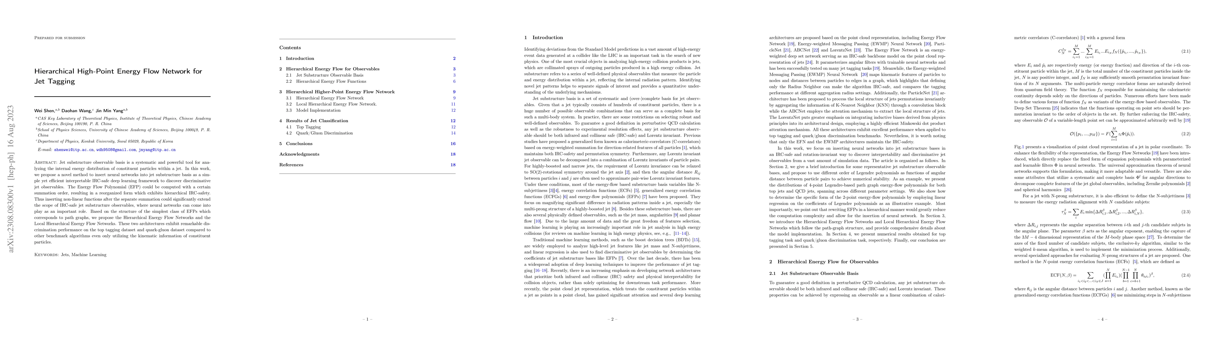 Thumbnail for Hierarchical High-Point Energy Flow Network for Jet Tagging