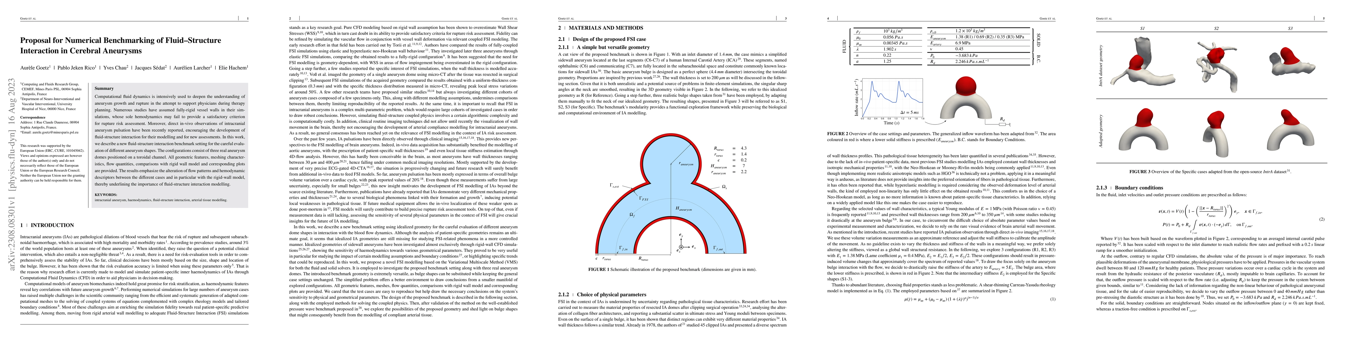 Thumbnail for Proposal for Numerical Benchmarking of Fluid-Structure Interaction in
  Cerebral Aneurysms